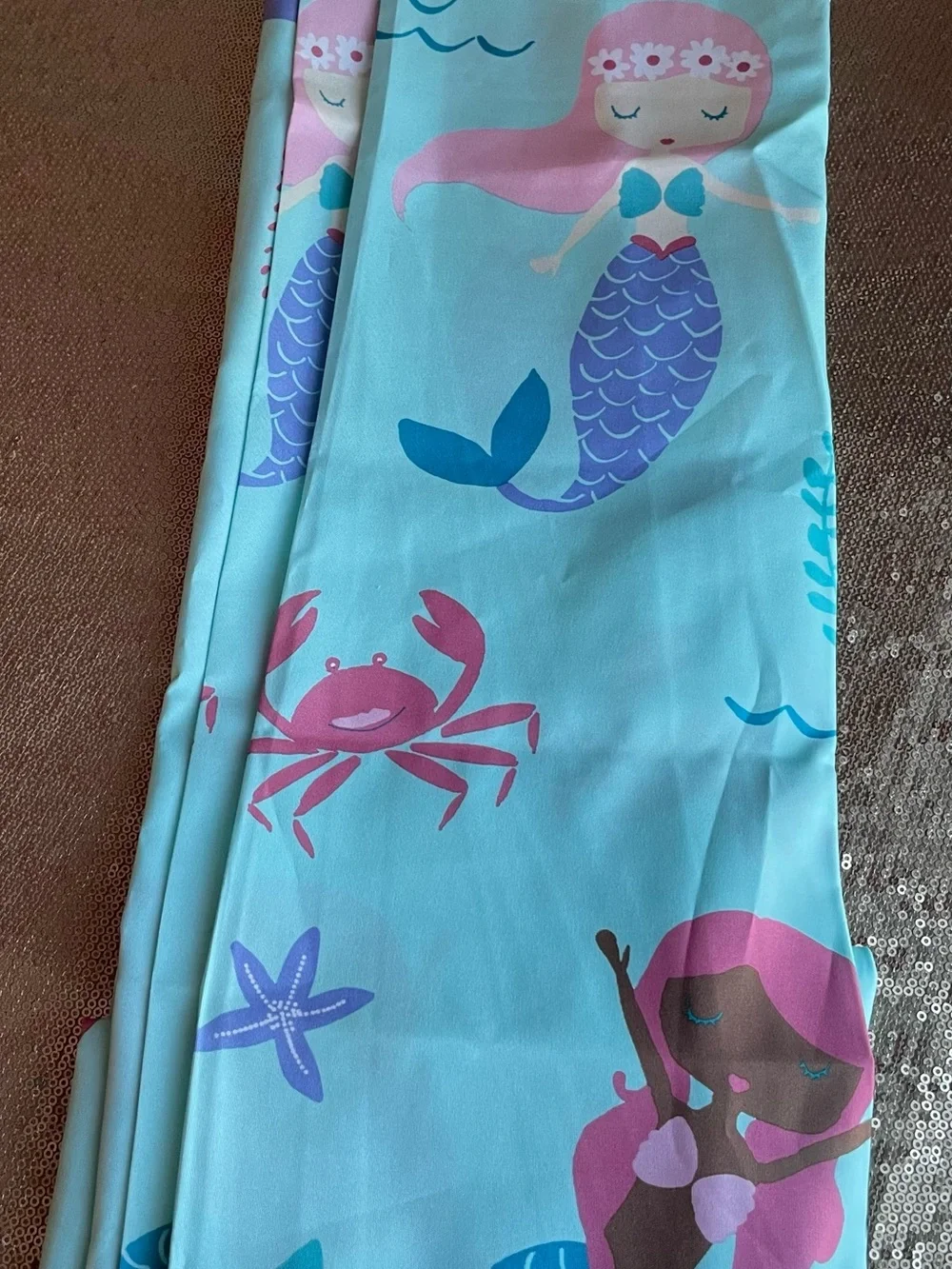 Brand New Olivia & Finn Cloth Mermaid Print Kids Shower Curtain Panel